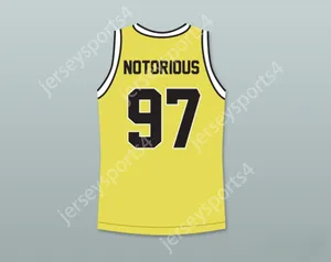 Custom Nay Mens Youth / KidSnotorious B.I.G.97 Bad Boy Basketball Jersey avec 20 ans Patch Top cousé S-6XL