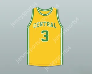 Custom Nay Name Mens Youth / Kids Ben Wallace 3 Central High School Hayneville Lions Jersey Basketball Yellow