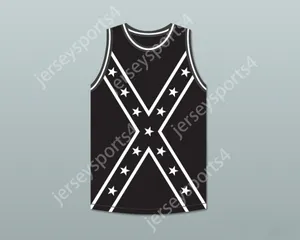 Nom nay personnalisé Mens Youth / Kids Black and White Reclaimed Confederate Flag Basketball Jersey Top cousé S-6XL