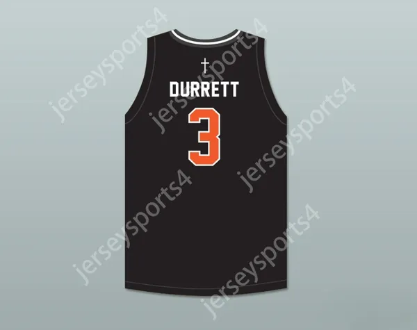 Nom et personnalités Mens Youth / Kids Brandon Durrett 3 Bishop Hayes Tigers Black Basketball Jersey Le chemin Back Top Stitted S-6XL