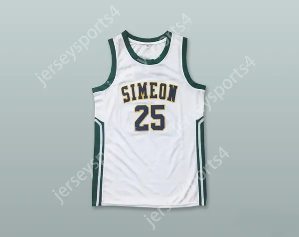 Nom nay personnalisé Mens Youth / Kids Derrick Rose 25 Simeon Career Academy Wolverines Basketball Basketball Top Top cousé S-6XL