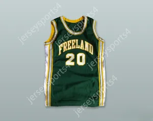 Nom nay personnalisé Mens Youth / Kids Freeland 20 Jersey de basket-ball vert foncé Top cousu S-6XL