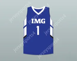Aangepaste nee naam heren jeugd/kinderen Jonathan Isaac 1 IMG Academy Blue Basketball Jersey top gestikt S-6XL