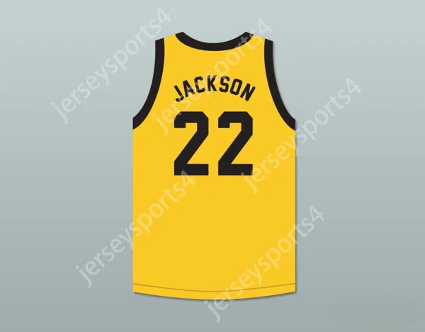 Nom nay personnalisé Mens Youth / Kids Phil Jackson 22 Williston High School Coyotes Jersey de basket-ball jaune cousu S-6XL