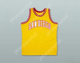 Nom nay personnalisé Mens Youth / Kids San Diego Conquistadors Jersey de basket-ball jaune cousu S-6XL