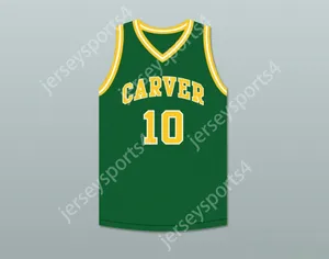 Aangepaste nee naam heren jeugd/kinderen Tim Hardaway 10 Carver Military Academy Challengers Green Basketball Jersey 1 Top gestikte S-6XL