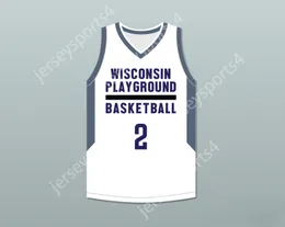 Aangepaste nee naam heren jeugd/kinderen Tyler Herro 2 Wisconsin Playground Basketball White Basketball Jersey Top gestikte S-6XL