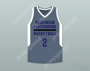 Nom nay personnalisé Mens Youth / Kids Tyler Herro 2 Wisconsin Playing Basketball Jersey de basket-ball gris foncé cousu S-6XL