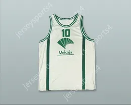 Aangepaste nee Naam Mens jeugd/kinderen uniicaja Baloncesto Malaga Spanje 10 witte basketbal jersey top gestikt S-6XL