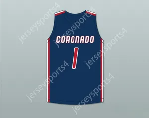 Nom de la personnalité Youth / Kids Jaden Hardy 1 Coronado High School Cougars Navy Blue Basketball Jersey 1 Stitched S-6XL