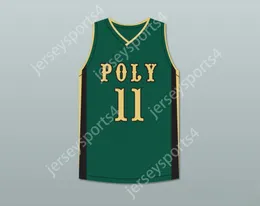 Nom nay personnalisé jeune / enfants Peyton Watson 11 Long Beach Polytechnic High School Jackrabbits Green Basketball Jersey 1 cousu S-6XL