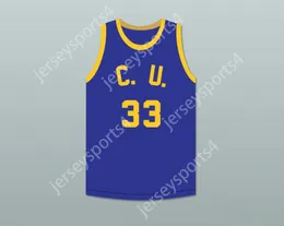 Aangepaste nee naam jeugd/kinderen Roberta "Swish" James 33 Cadwallader University Blue Basketball Jersey Fast Break Top gestikte S-6XL