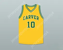 Aangepaste nee naam jeugd/kinderen tim hardaway 10 carver militaire academie uitdagers geel goud basketbal jersey 2 top gestikt s-6xl