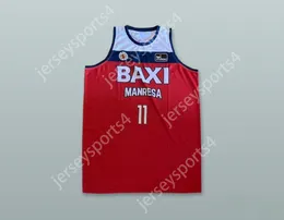 Aangepaste nee naam Jeugd/Kinderen William Magarity 11 Basquet Manresa Spanje Red Basketball Jersey Top gestikt S-6XL