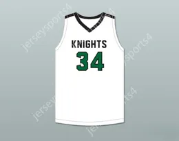 Custom nay Youth / Kids Alex Antetokounmpo 34 Dominican High School Knights White Basketball Jersey 2 Top cousé S-6XL