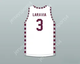 Custom nay Youth / Kids Jake Laravia 3 Lawrence Central High School porte un maillot de basket blanc 2 top cousu S-6XL