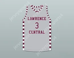 Custom nay Youth / Kids Jake Laravia 3 Lawrence Central High School Bears Grey Basketball Jersey 2 Top cousé S-6XL