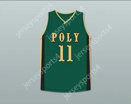 Custom nay Youth / Kids Peyton Watson 11 Long Beach Polytechnic High School Jackrabbits Green Basketball Jersey 2 Stitted S-6XL