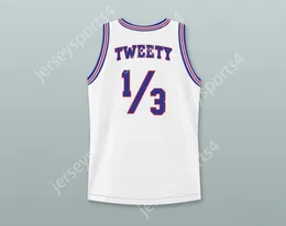 Custom Nay Youth / Kids Space Jam Tweety Bird 1/3 Tune Squad Basketball Jersey avec Tweety Bird Patch Top cousé S-6XL