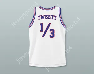 Custom Nay Youth/Kids Space Jam Tweety Bird 1/3 Tune Squad Basketball Jersey met tweety Bird Patch Top gestikte S-6XL