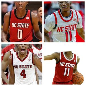 Aangepaste NC State 1 Jayden Taylor basketbalshirt NCAA gestikte jersey Elk naamnummer Heren Dames Jeugd Geborduurd 30 DJ Burns 3 MJ Rice 2 Kam Woods 0 DJ Horne