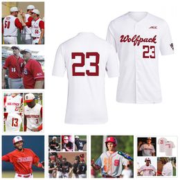 Maillot de baseball personnalisé NC State Wolfpack 27 Parker Nolan 5 Cannon Peebles 15 Carter Trice 0 Rio Britton 48 Andrew Shaffner NC State Jerseys cousus