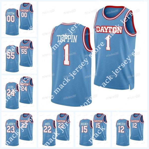 Custom NCAA 2022-23 Jersey de basket-ball collégial Dayton Flyers Mustapha Amzil Obi Toppin Toumani Camara Zimi Nwojeki Daron Holmes Mustapha