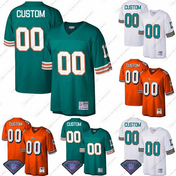 Personnalisé NCAA 75e Vintage Football Maillots Rétro Dan Marino Bob Griese Larry Csonka Mark Clayton Mark Duper Jason Taylor Larry Csonka Dwight Stephenson