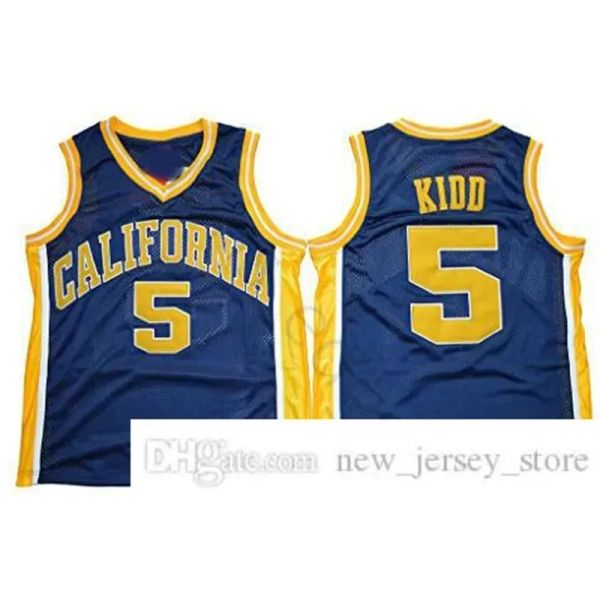 CUSTOM NCAA California Golden Bears College # 5 Jason Kidd Basketball Jersey Vintage Bleu Marine Cousu Jason Kidd University Maillots Chemises