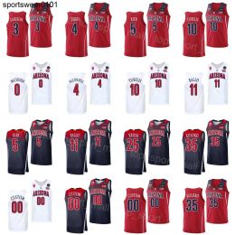 PERSONALIZADO NCAA Baloncesto universitario Arizona Wildcats Jersey 0 Bennedict Mathurin 10 Azuolas Tubelis 35 Christian Koloko 25 Kerr Kriisa 4 Dalen Te