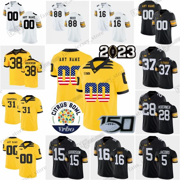 Custom College Iowa Hawkeyes Camisetas de fútbol Lukas Van Xavier Nwankpa Cooper DeJean Kaleb Johnson Joe Labas Cade McNamara Smith-Marsette Cualquier nombre Número S-6XL