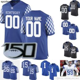 Aangepaste NCAA College Kentucky Wildcats voetbalshirt 15 Destin Wade 37 Isaac Dixon 5 Mike Drennen II 48 Jack Varga Jerseys Ed Men Wom