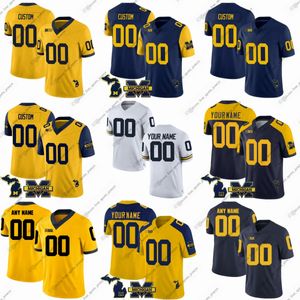 Aangepaste NCAA College Michigan Wolverines voetbal Jack Tuttle Tavierre Dunlap Benjamin Hall CJ Stokes Darrius Clemons Peyton OLeary Brandt vier sporttruien