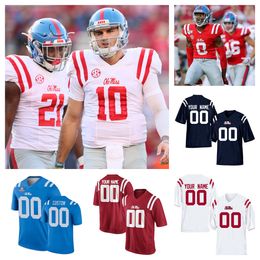 Custom NCAA College Ole Miss Rebels voetbalshirts 14 Bo Wallace 10 Chad Kelly Eli Manning 18 Achie Manning 49 Patrick Willis 2 Matt Corral 24 Conner Drummond