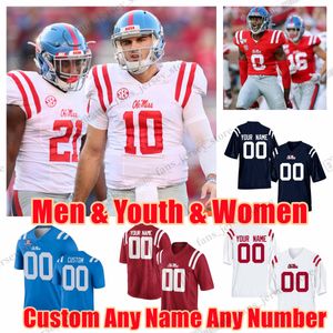 Aangepaste College Ole Miss Rebels voetbal Bo Wallace Jersey Elijah Achie Manning Ealy Eli Manning DK Metcalf Snoop Willis Conner Elke naam Elk nummer S-6XL Jerseys