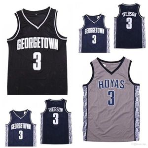 Aangepaste NCAA Jerseys Mens Georgetown Hoyas Iverson College Jersey 3ai University Basketball draagt ​​maat S-2XL Quick Del