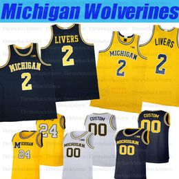 Custom NCAA Michigan Wolverines College Basketbal # 15 Chaundee Brown Jr. # 3 ZEB Jackson # 5 Terrance Williams II Jerseys