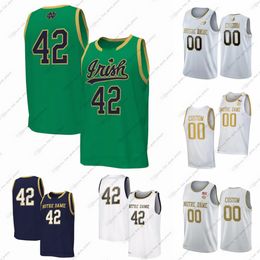 Aangepaste NCAA Notre Dame Fighting Irish College Basketball Jerseys JT Kelly J.R. Konieczny Kebba Njie Julian Roper II Tony Sanders Jr. Braeden Shrewsberry Alex Wade Zona