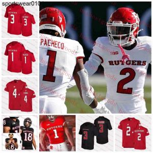 AANGEPASTE NCAA Rutgers Scarlet Knights voetbalshirt Noah Vedral Bo Melton Aaron Young Isaih Pacheco Olakunle Fatukasi Aron Cruickshank Moham