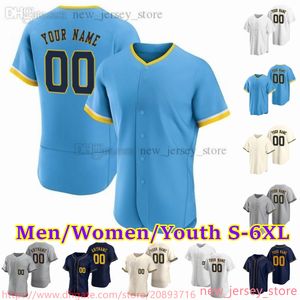 Custom NCAA S-6XL Baseball Jersey 19 Robin Yount 22 Christian Yelich 11 Rowdy Tellez 6 Lorenzo Cain 15 Brian Anderson 24 William Contreras 39 Burnes Stitched Jerseys