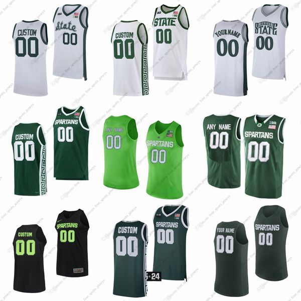 Camisetas de baloncesto personalizadas de la NCAA State Spartans College Jaden Akins Xavier Booker Coen Carr Carson Cooper Jeremy Fears Jr. Malik Hall A.J.Hoggard Tre Holloman