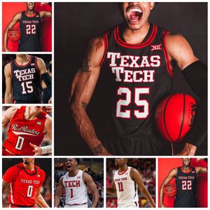 Aangepaste NCAA Texas Tech Basketball Jersey Bryson Williams Kevin McCullar Terrence Shannon Jr Kevin Obanor Davion Warren Adonis Arms Marcus Jersey genaaid