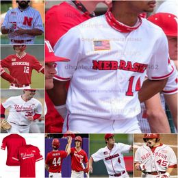 Camisetas de béisbol personalizadas de Nebraska Cornhuskers para hombre, mujer, jóvenes, todo cosido MCKINLEY MALECHA MYA FELDER BILLIE ANDREWS SYDNEY GRIS blanco