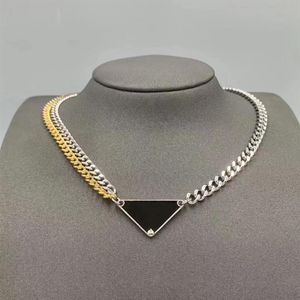 Gepersonaliseerde ketting voor tienermeisjes zilver gelaagd Luxe Designer Chain Titanium staal zal nooit vervagen driehoek goud lange trendy sets 220C