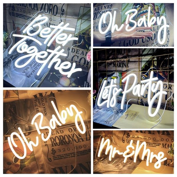 Néon personnalisé mieux ensemble joyeux anniversaire LED lettre grands mariages tenture murale signe Bar fête décor 45 cm 60 cm 220615