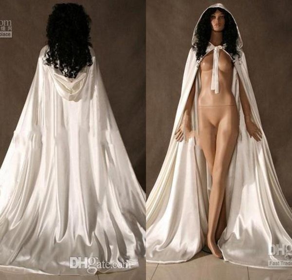 Personnalisé Nouveau Pas Cher Romantique Pas Cher À Capuchon De Mariée Cape Ivoire Blanc Longue Capes De Mariage Avec Satin De Mariage De Mariée Wraps Formelle De Mariée C9809804