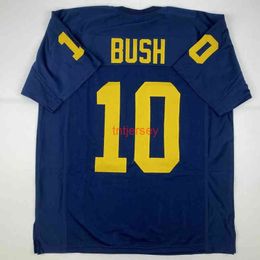 Custom New Devin Bush Michigan College Ed Football Jersey bleu ajouter n'importe quel numéro de nom