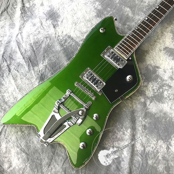 Custom New Jazz Electric Guitar Metallic Green Body White Hardware Goutte de support personnalisable