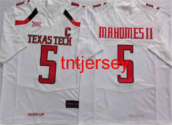 Custom New Mens Texas Tech Red White # 5 Mahomes Ii Football Jersey Hombres Mujeres Jóvenes Agregar cualquier número de nombre Xs-5xl