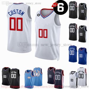 Maglia da basket personalizzata nuova stampata Russell Westbrook Paul George Kawhi Leonard Eric Gordon Norman Powell Bones Hyland Marcus Morris Sr. Maglie 6 patch